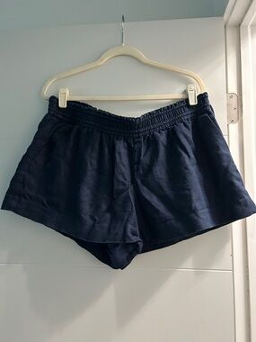 J. Crew Navy Elastic-Waist Linen Shorts Size XL